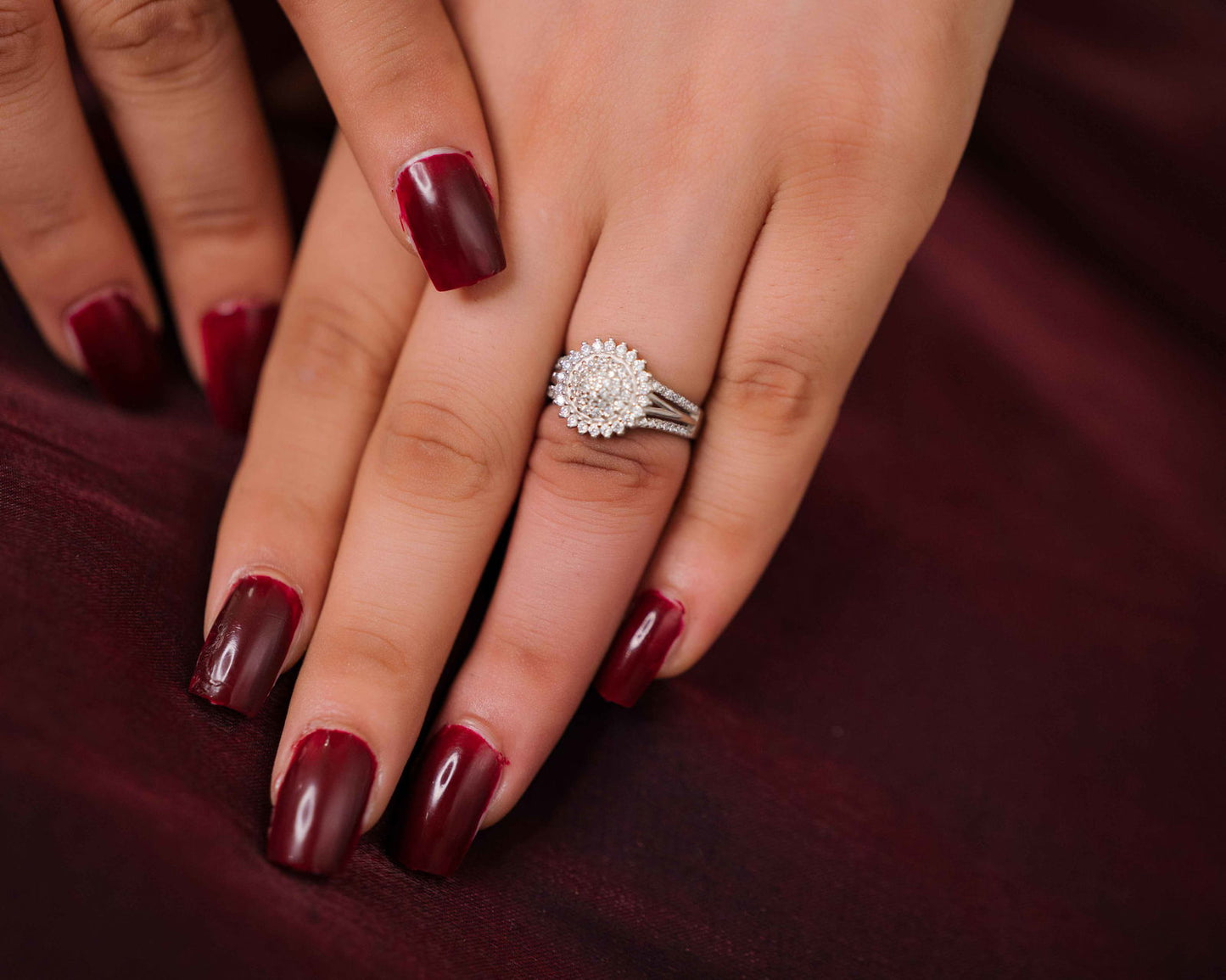 Luxe Silver Round Studded Ring - Aayat