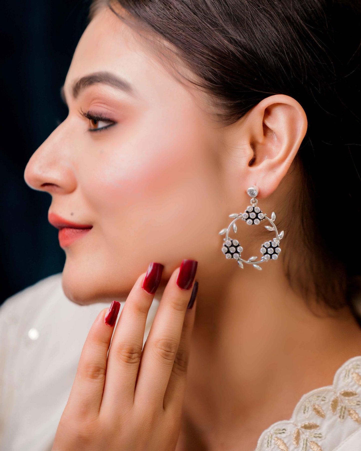 Oxidised Silver Buds & Twigs Silver Earrings - Aayat
