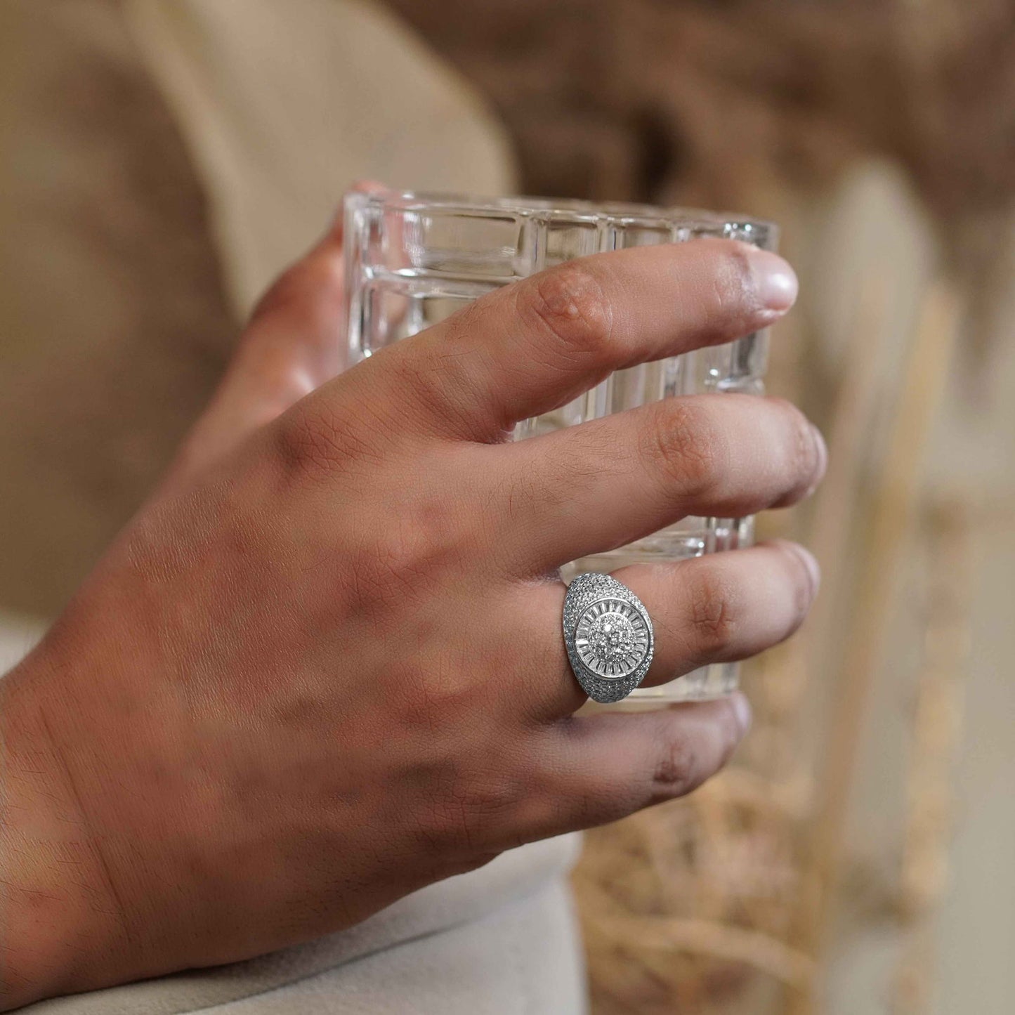 Pure Silver Men's Iced Mafia Ring - Aayat