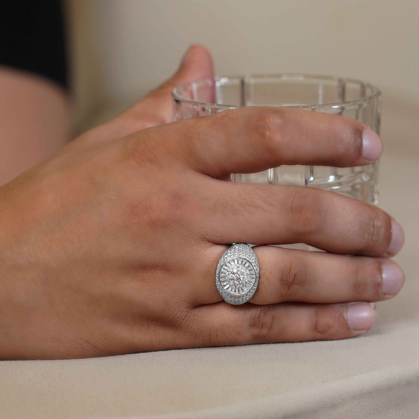 Pure Silver Men's Iced Ring - Aayat