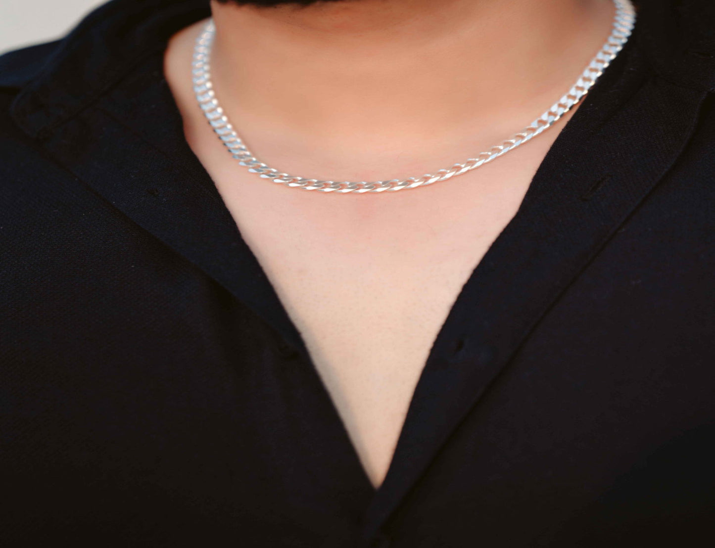 Silver Curv Chain for men - Aayat