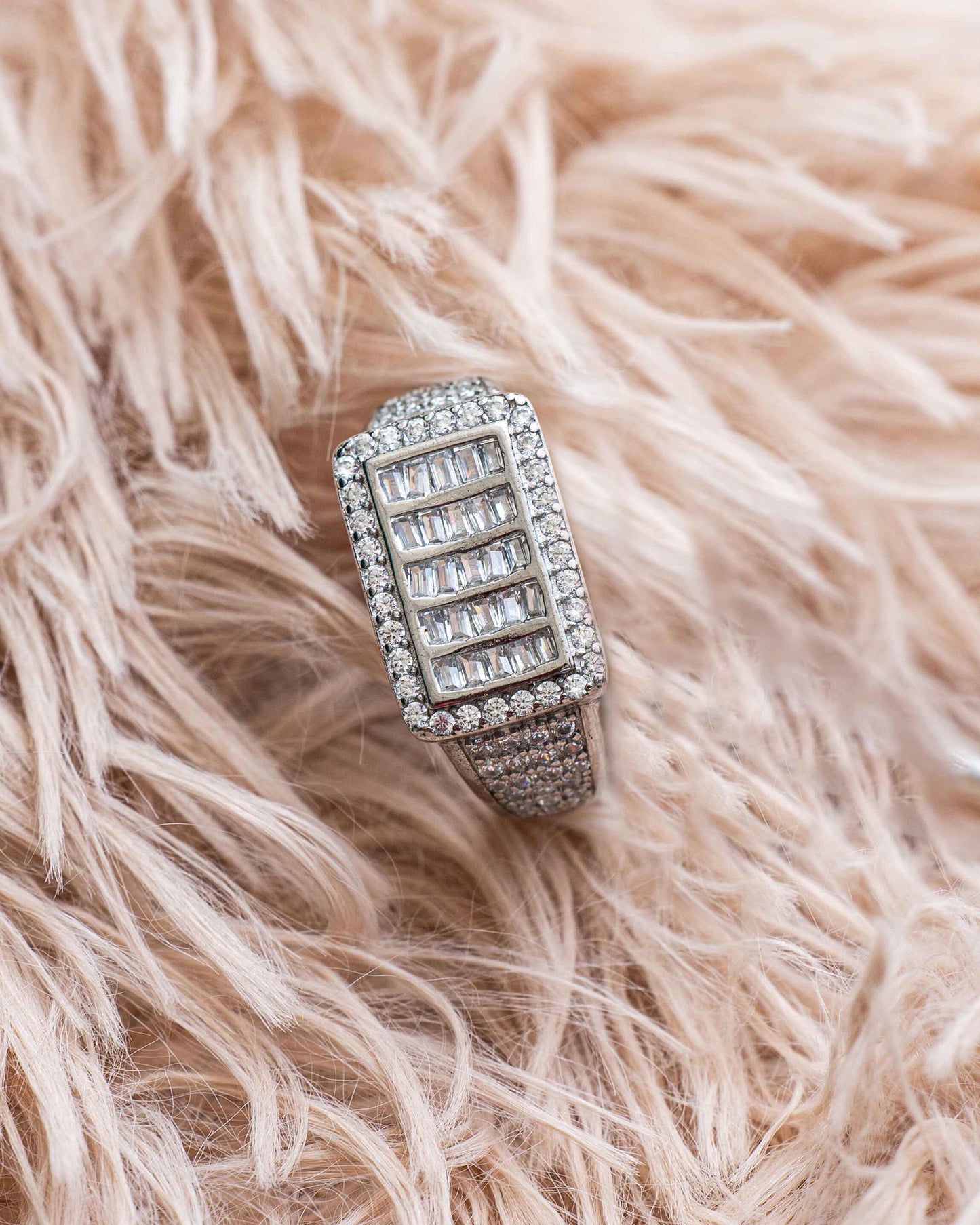 Silver Men's Iced Mafia Band Ring - Aayat