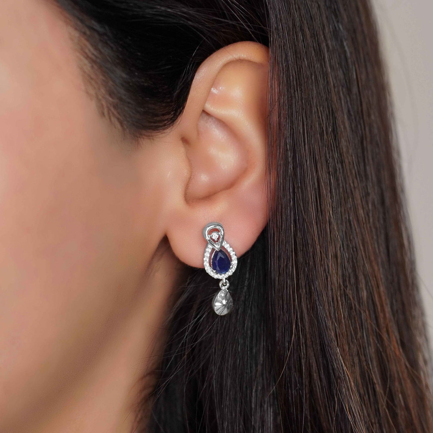 Silver Mystic Blue Ocean Pendant Set - Aayat