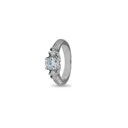 925 Silver Trinity Solitaire Studded Ring - Aayat