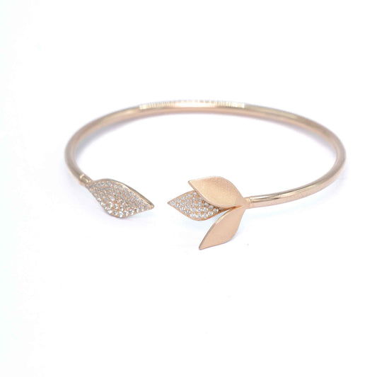 Leaflet Rose-gold Studded Silver Bracelet - Aayat