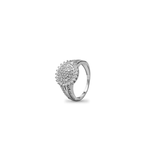 Luxe Silver Round Studded Ring - Aayat