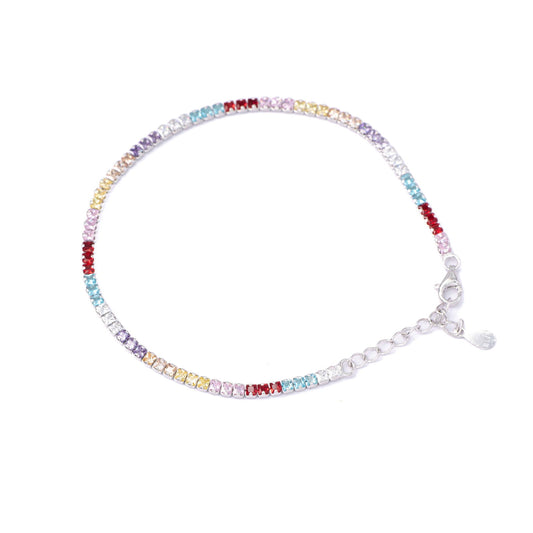 Multi-Coloured Zircon Adjustable Tennis Bracelet - Aayat