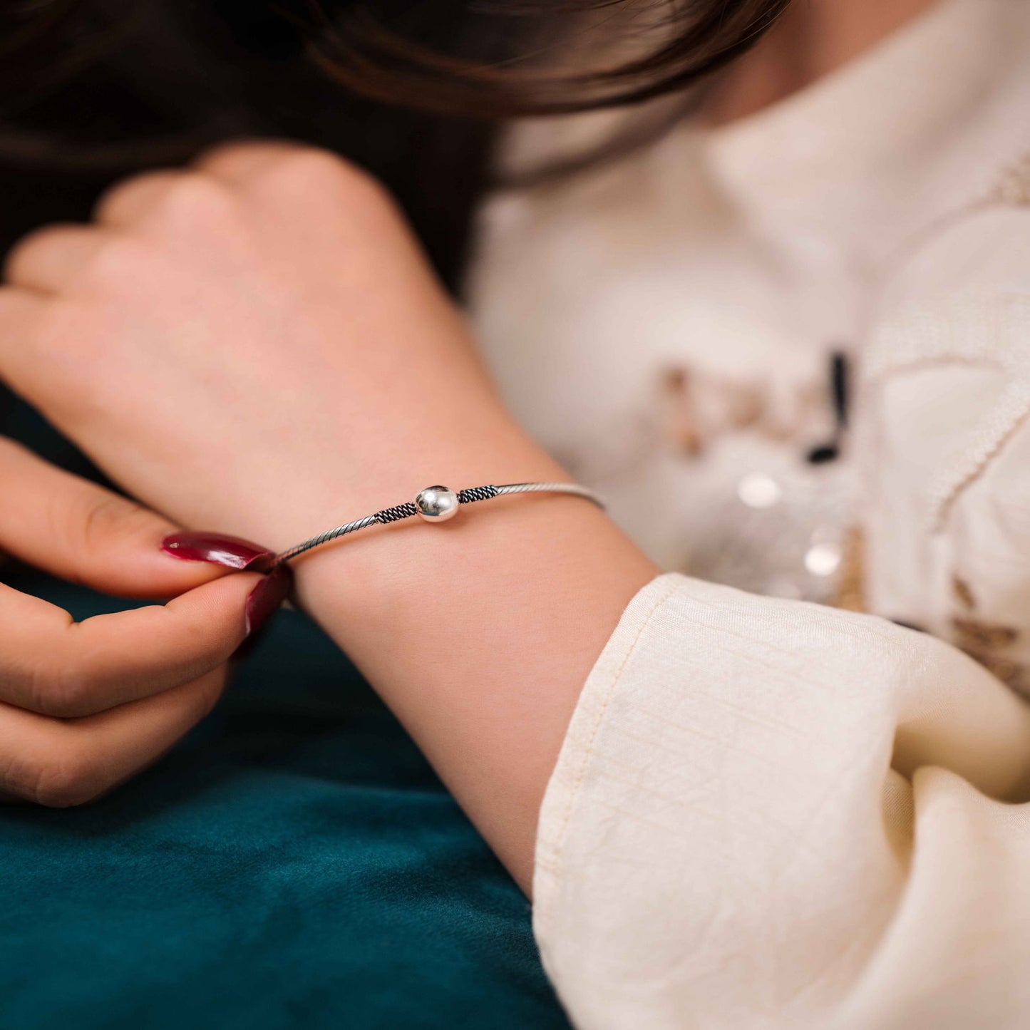 Oxidised Silver Circlet Bracelet - Aayat