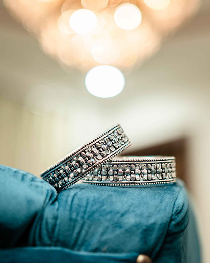 Oxidised Silver Floret Bangles - Aayat