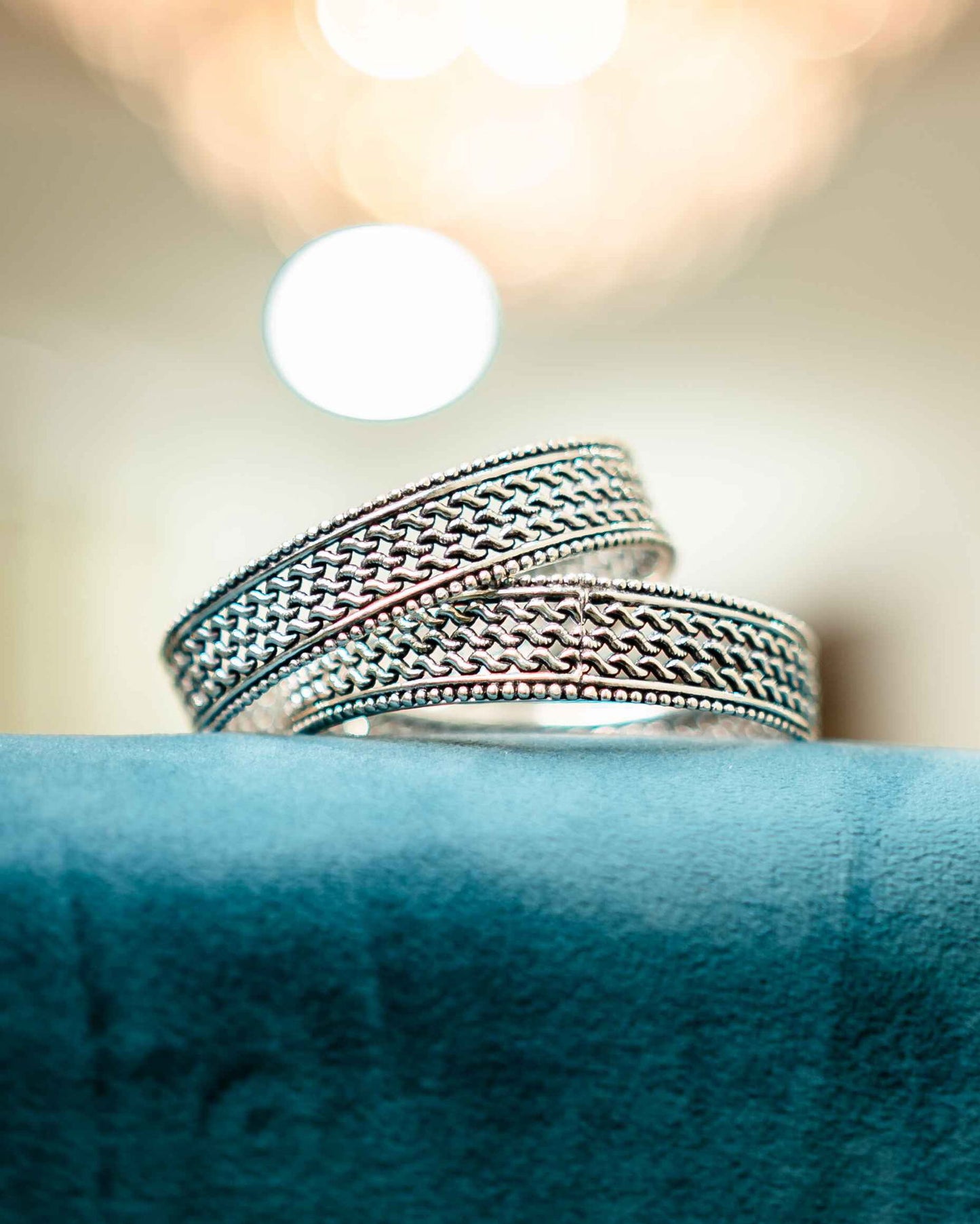 Oxidised Silver Wavy Bangles - Aayat