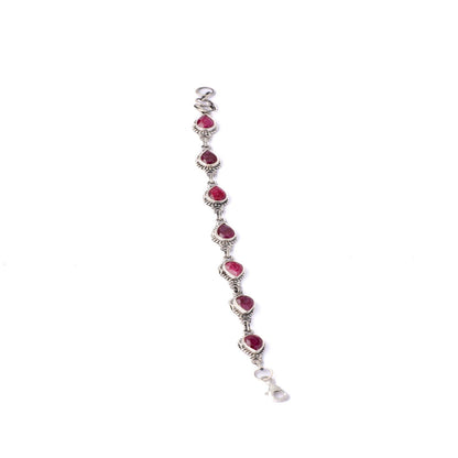 Red Ruby Pear-Shaped Stranded Bracelet - Aayat