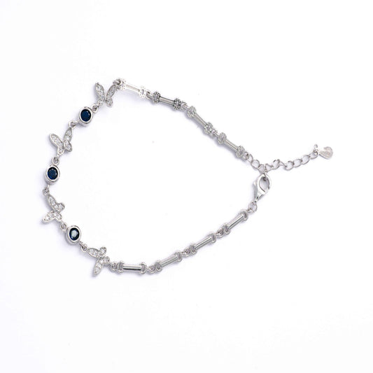 Silver Blue Sapphire Butterfly Bracelet - Aayat