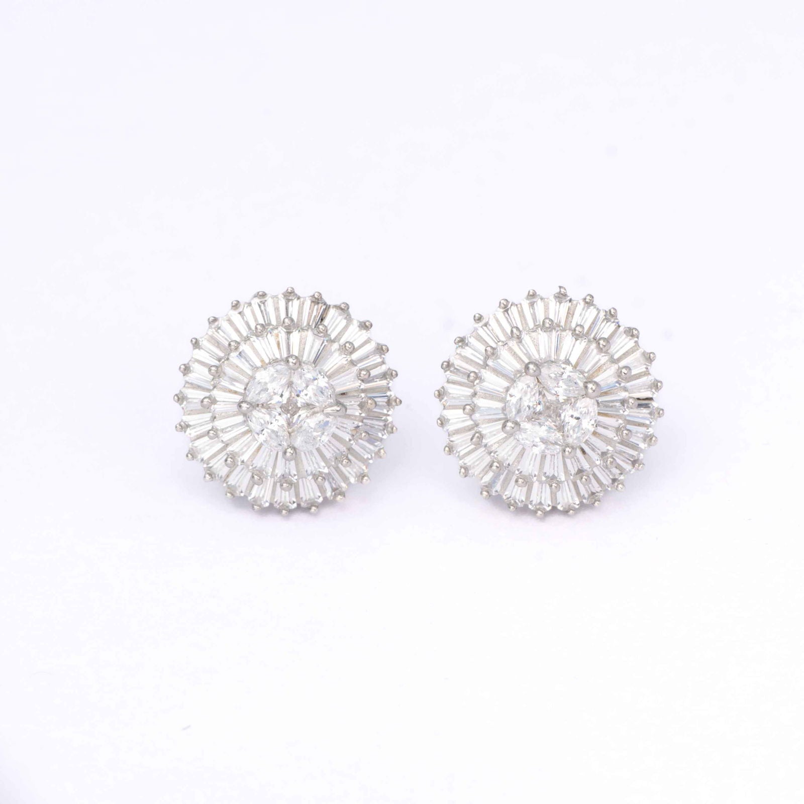 Silver Circular Trinity Solitaire Earrings - Aayat