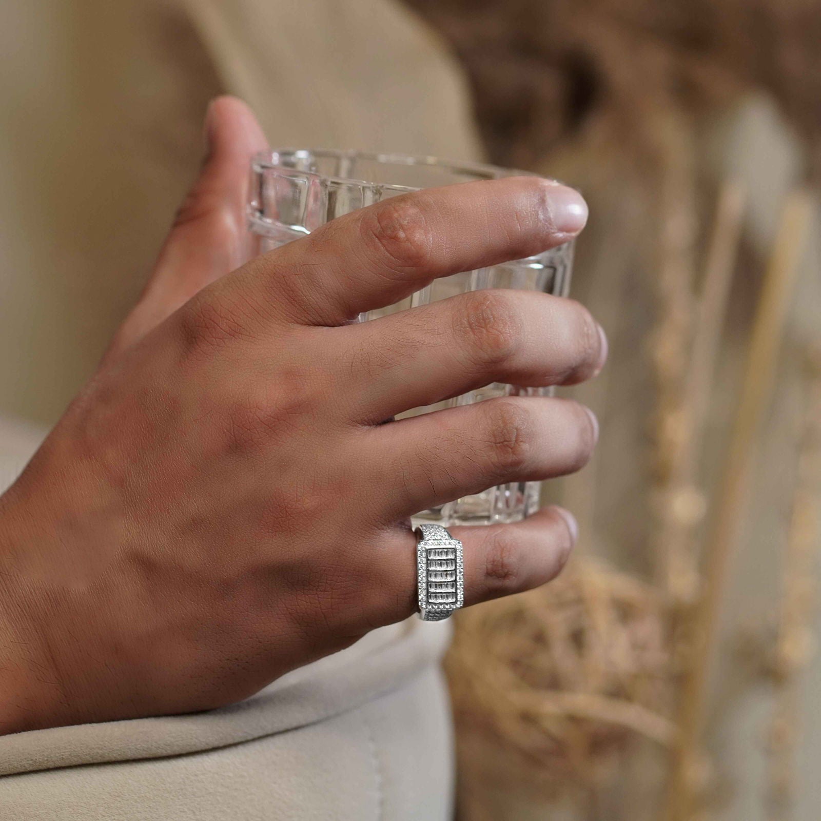 Silver Men's Iced Mafia Band Ring - Aayat