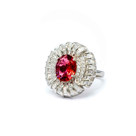 Silver Ruby Floret Cocktail Ring - Aayat