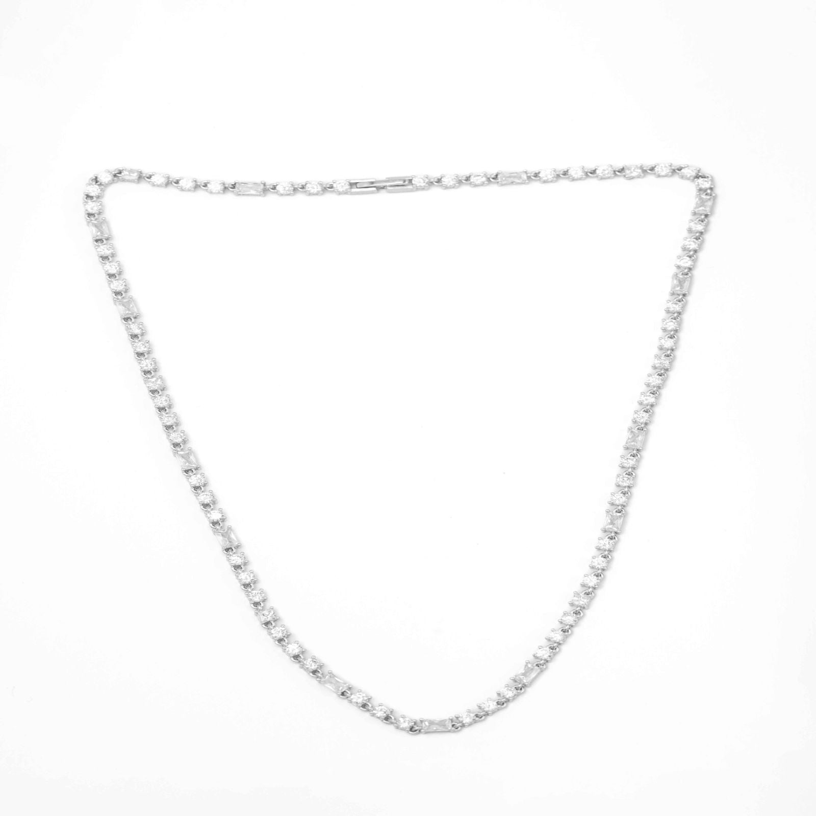 Silver Studded Zircon Neckpiece - Aayat