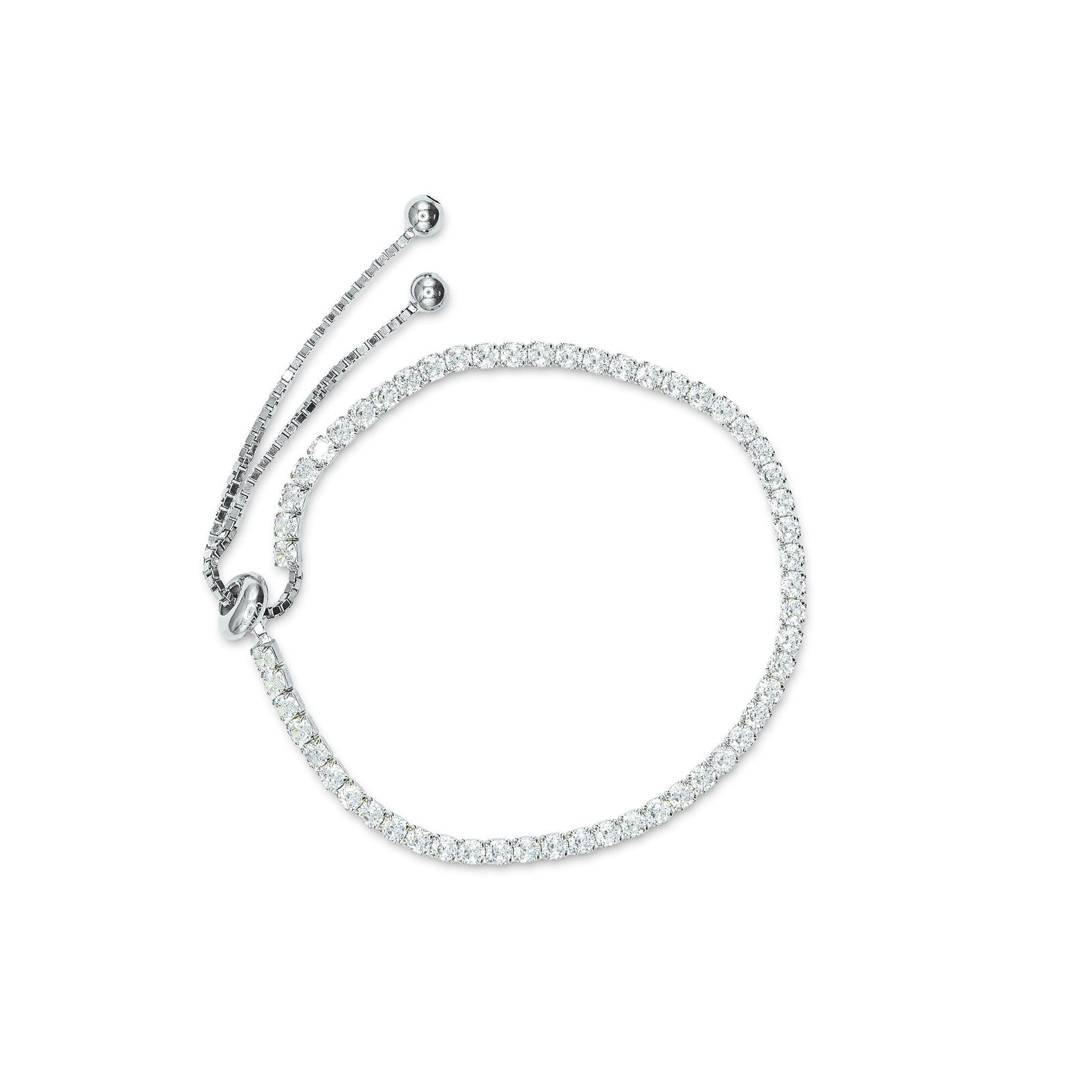 Silver Zircon Adjustable Tennis Bracelet - Aayat