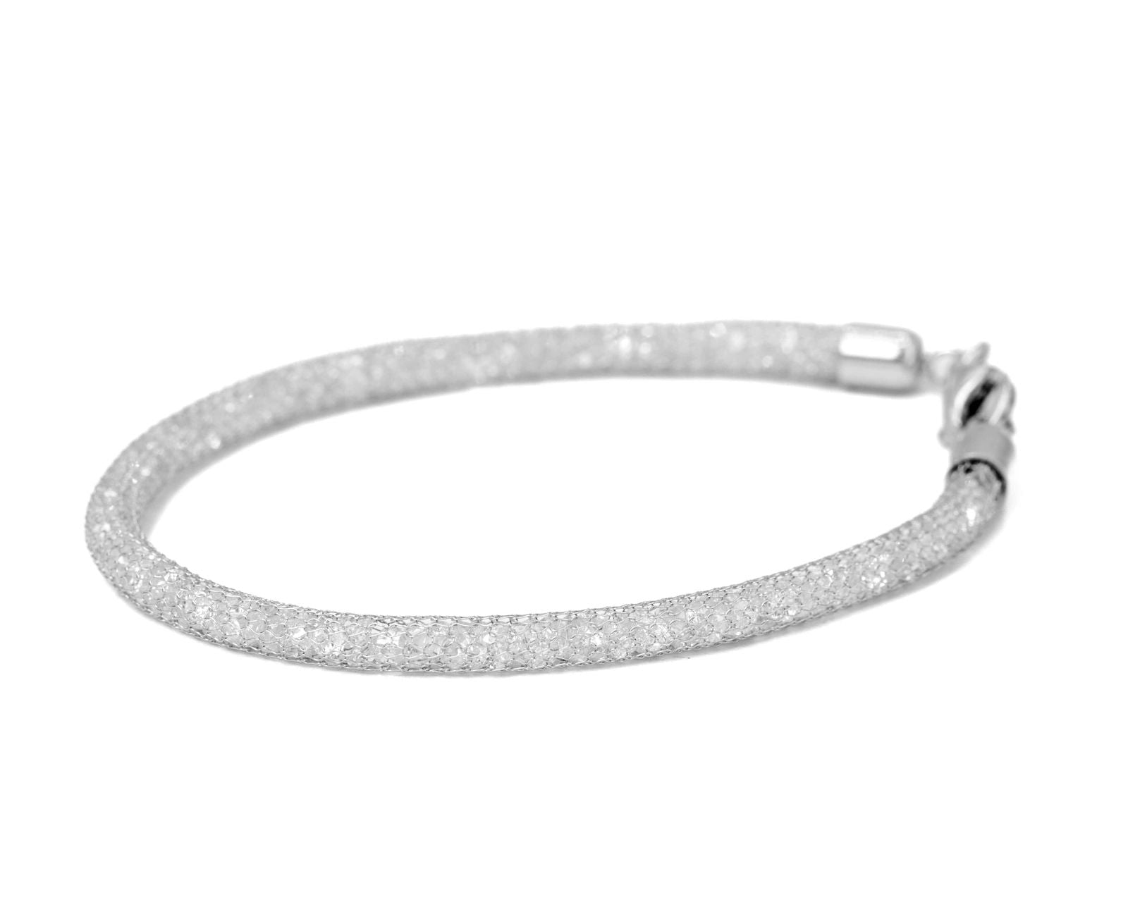 Swarovski Studded Tubular Silver Bracelet - Aayat